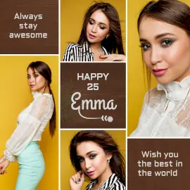 Online Editable Happy 25th Birthday Quotes 4 Grid Photo Collage