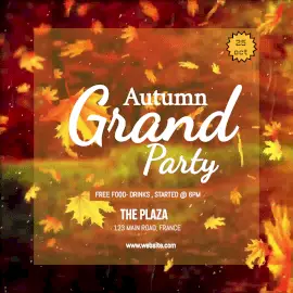 Online Editable Falling Leaves Autumn Grand Party Animated Design