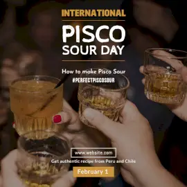 Online Editable International Pisco Sour Day February 1 Social Media Post