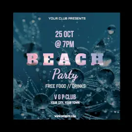 Online Editable Water Flow Background Beach Party Animated Design
