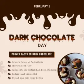 Online Editable Dark Chocolate Day Health Benefits February 1 Social Media Post