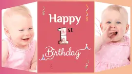 Online Editable First Birthday 2 Grid Photo Collage