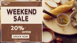 Online Editable Bakery Items Weekend Sale Animated Design