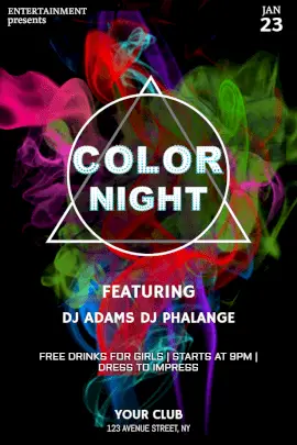 Online Editable Colorful DJ Music at Night Club Pinterest Graphics