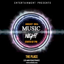 Online Editable Music Night Party Invitation Animated Design