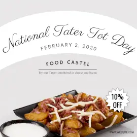 Online Editable National Tater Tot Day Social Media Post