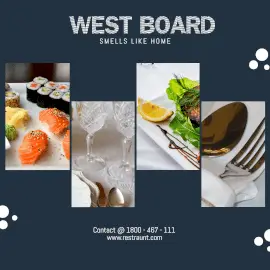 Online Editable West Board Restaurant 4 Grid Photo Collage