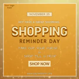 Online Editable Orange Bubbles Background Shopping Reminder Day Animated Design
