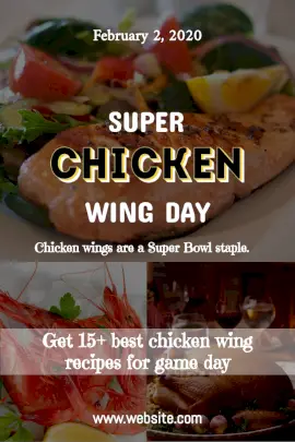Online Editable Super Chicken Wing Day February 2 Pinterest Graphic