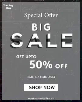 Online Editable Gray Circuit Board Background Special Offer on Big Sale Animated Design