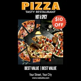 Online Editable Hot and Spicy Pizza Food Offer 3 Grid Photo Collage