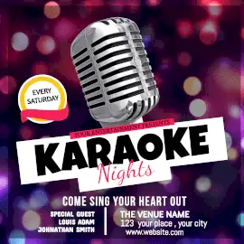 Online Editable Blue Karaoke Nights Animated Design