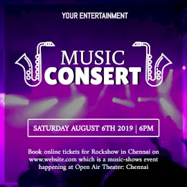 Online Editable Blue & Pink Music Concert Animated Design