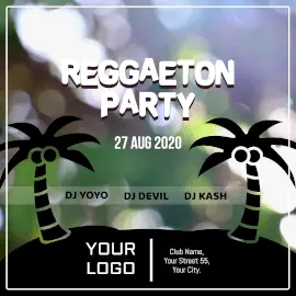 Online Editable Green Reggaaeton Party Animated Design