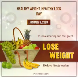 Online Editable Healthy Weight, Healthy Look Day January 9 Social Media Post