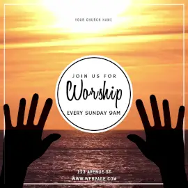 Online Editable Yellow Church Worship Animated Design