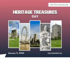 Online Editable Heritage Treasures Day January 11 Facebook Post