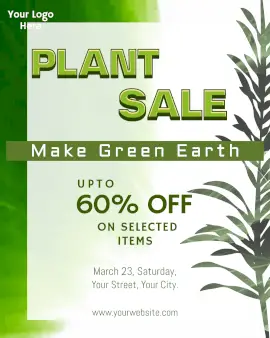 Online Editable Green Plant Sale Offer Animated Design