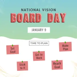 Online Editable National Vision Board Day January 9 Social Media Post