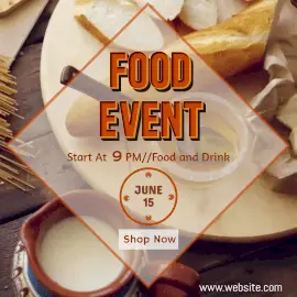 Online Editable Orange Food Event Animated Design