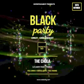 Online Editable Colorful Waves Background Black Party Animated Design