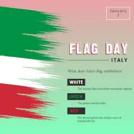 Online Editable Flag Day Italy January 7  Social Media Post