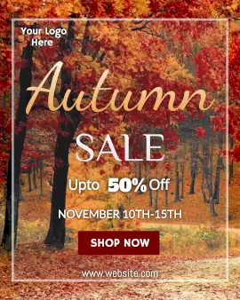 Online Editable Autumn Sale 50% Off Animated Design