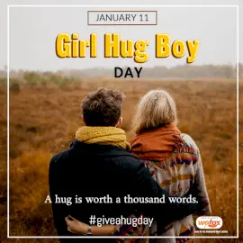 Online Editable Girl Hug Boy Day Quote January 11 Social Media Post