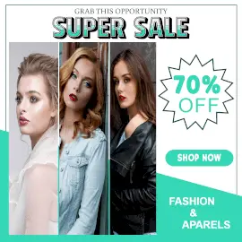 Online Editable Women's Fashion and Apparels Super Sale Offer 3 Grid Photo Collage