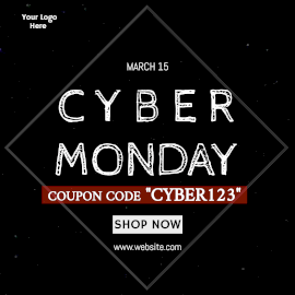 Online Editable Get Coupon Code on Cyber Monday Shopping Animated Design