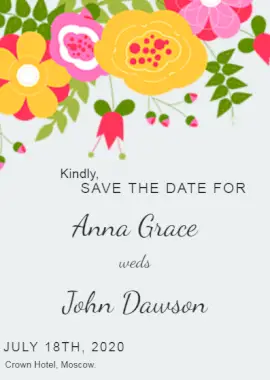 Online Editable Floral Wedding Portrait Invitation