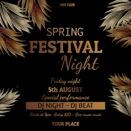 Online Editable Spring Festival DJ Music at Night Club Animated Design