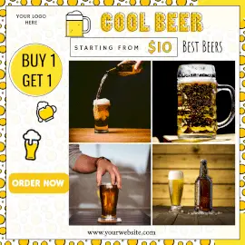 Online Editable Get Offer for Cool Beer 4 Grid Photo Collage