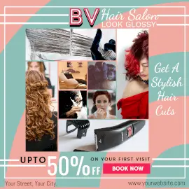 Online Editable Book Hair Salon and Get Offer 8 Grid Photo Collage