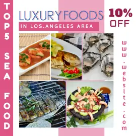 Online Editable Top 5 Luxury Sea Foods 5 Grid Photo Collage