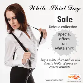 Online Editable White Shirt Day Special Offer Social Media Post