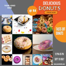Online Editable Delicious Donuts 13 Grid Photo Collage
