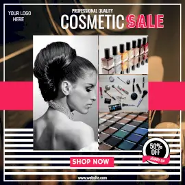 Online Editable Makeup Products Offer Sale 4 Grid Photo Collage