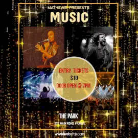 Online Editable Falling Glitter Particles Live Music Party Animated Design