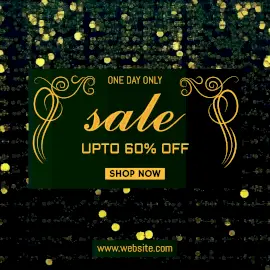 Online Editable Golden Bokeh Falling One Day Offer Sale Animated Design