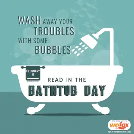 Online Editable Read in the Bathtub Day February 9 Social Media Post
