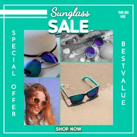 Online Editable Sun Glasses Special Offer 4 Grid Photo Collage