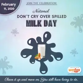 Online Editable National Don't Cry Over Spilled Milk Day February 11 Social Media Post