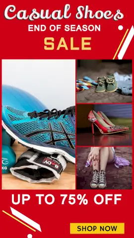 Online Editable Casual Shoes Offer Sale 4 Grid Photo Collage