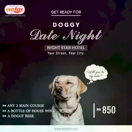 Online Editable Doggy Date Night February 3 Social Media Post