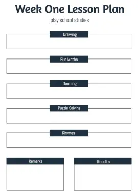 Online Editable Kids Play School Week One Lesson Plan