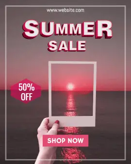Online Editable Sunrise Polaroid Photo Summer Sale Animated Design