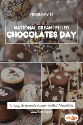 Online Editable National Cream-Filled Chocolates Day February 14 Homemade Easy Recipe 9 Grid Photo Collage