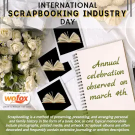Online Editable International Scrapbooking Industry Day Fact March 4 Social Media Post