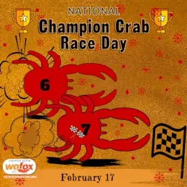 Online Editable National Champion Crab Races Day February 17 Social Media Post